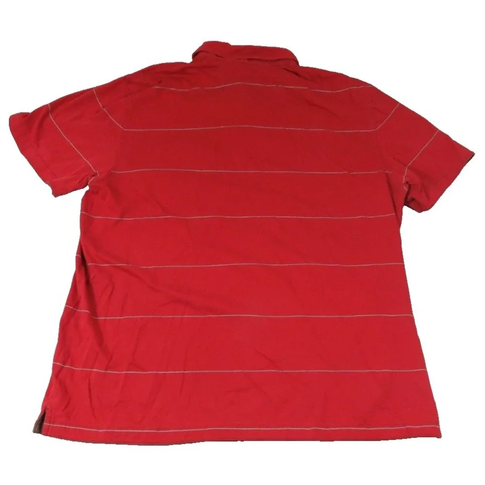 Banana Republic Fitted Pima Polo Shirt Men XL Red Striped Short Sleeve Luxe Soft